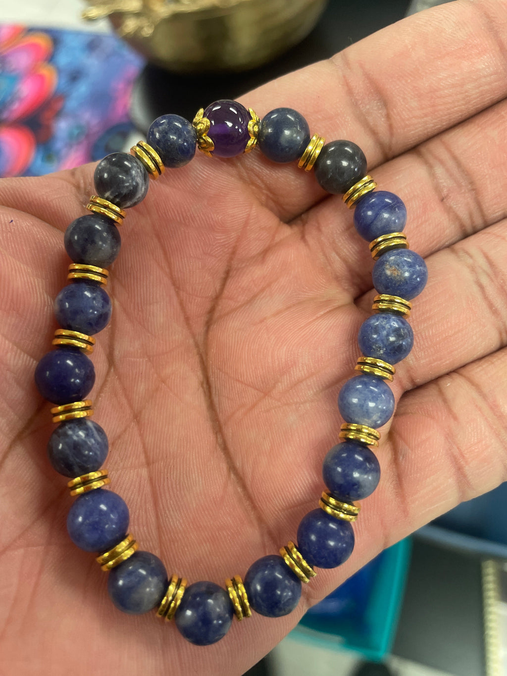 Anxiety Support Gemstone Bracelet — Sodalite & Amethyst
