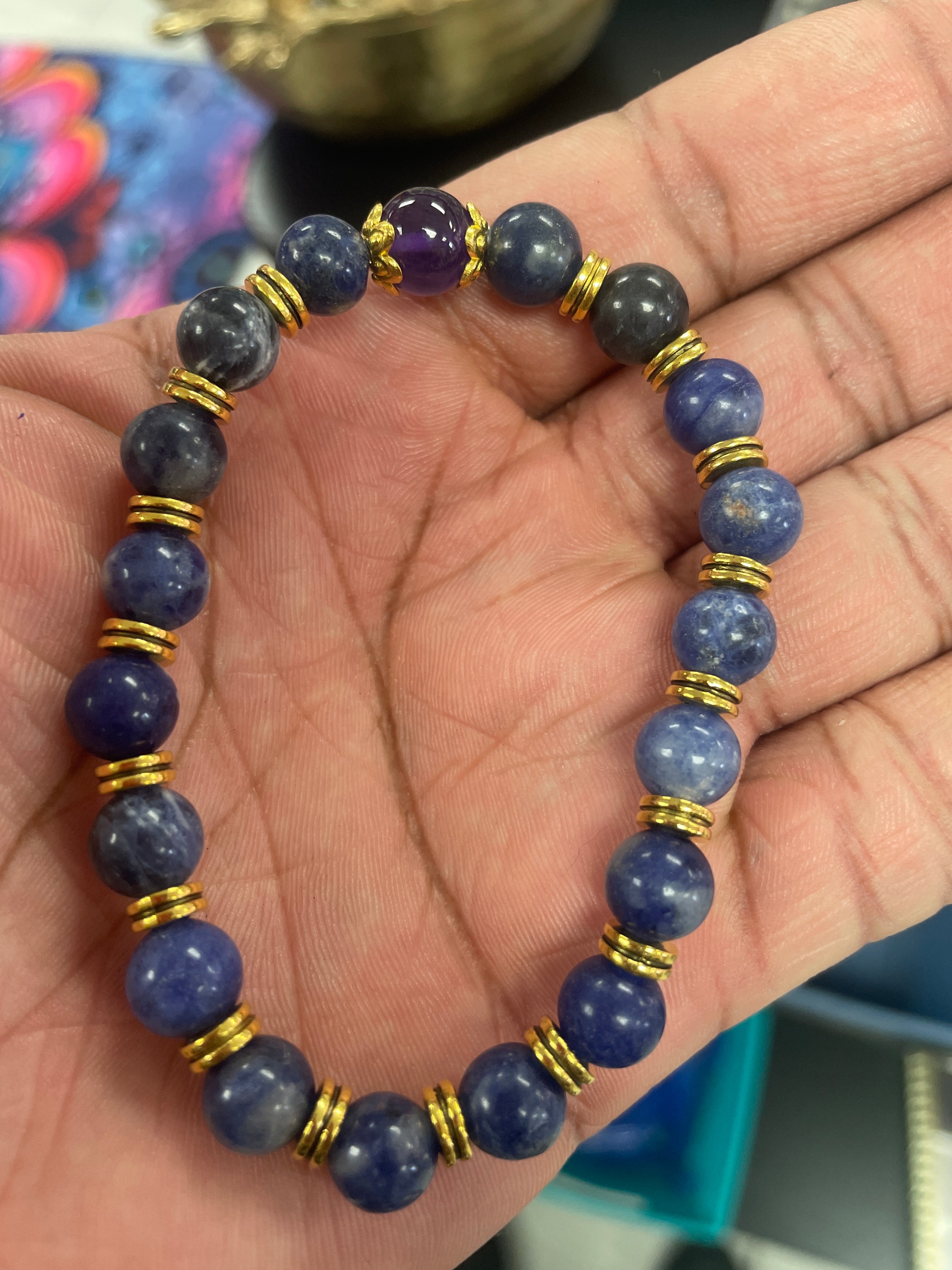 Anxiety Support Gemstone Bracelet — Sodalite & Amethyst
