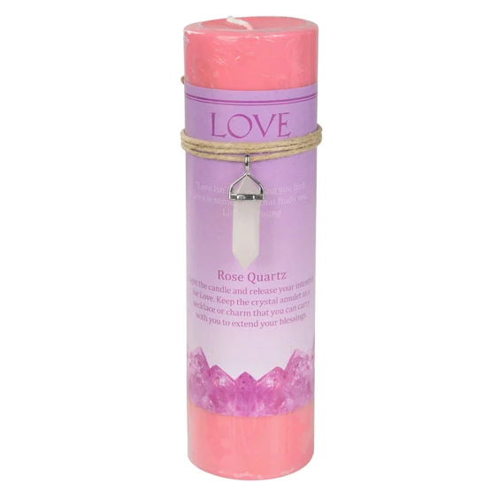Crystal Energy Pendant Candle – Spiritual Intention Candle with Crystal Necklace