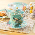 Peacock Lotus Garden Tea For One Set – Green Fine Porcelain Teapot & Cup