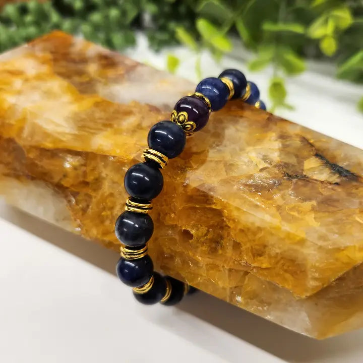 Anxiety Support Gemstone Bracelet — Sodalite & Amethyst