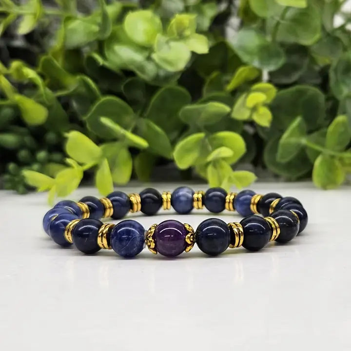 Anxiety Support Gemstone Bracelet — Sodalite & Amethyst